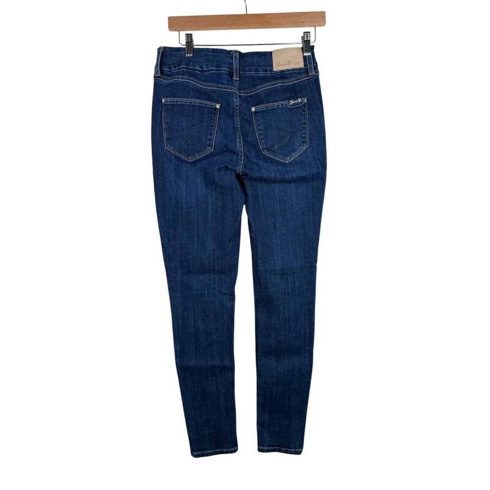 Seven7 Women's Tummyless High-Rise Skinny Jeans Size 4 Blue Denim five-pocket